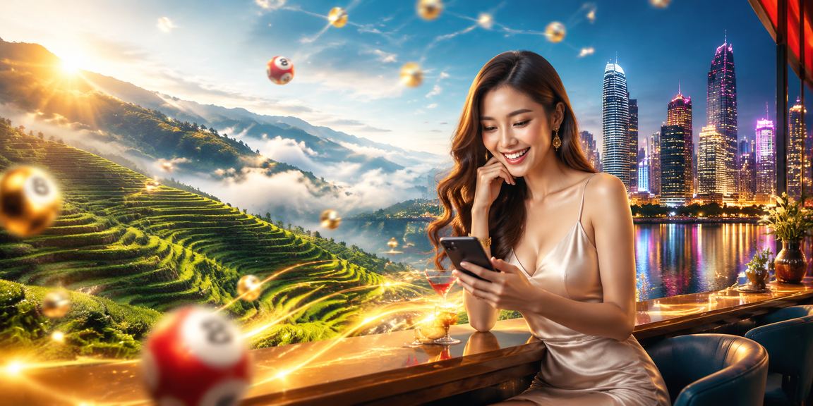 Người chơi xổ số điện toán trên điện thoại giữa khung cảnh ruộng bậc thang Sapa